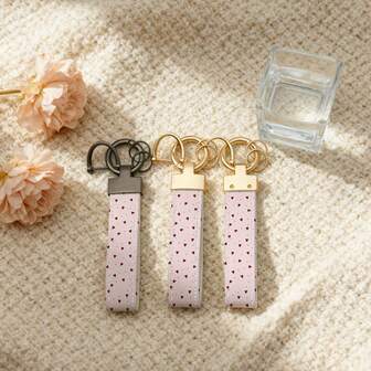 1pc Zinc Alloy Keychain, PU Pattern Printing, Elegant Design, Anti-Rust Coating. Suitable For Car Keys And Home Keys, Both Practical And Fashionable.