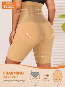 Plus Size High Waist Seamless Tummy Control Shaping Panties For Women XL-5XL Stretchy Comfortable Breathable Butt Lifting Slimming Underwear For Daily Wear And Fitness - Màu be - Xem 6