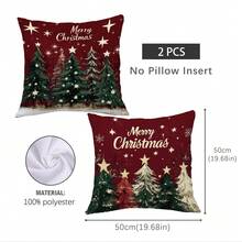 MEMNUN 2 件圣诞红色背景圣诞树和圣诞快乐文字印花涤纶枕套 [无枕芯]，17.7 * 17.7 英寸 (45 * 45 厘米)/19.69 * 19.69 英寸 (50 * 50 厘米)/15.75 * 15.75 英寸 (40 * 40 厘米)，[单面印刷] Tis The Season 圣诞装饰抱枕套，圣诞装饰，房间装饰，家居装饰，卧室装饰，沙发、床、客厅、卧室、汽车、办公室、酒店的房间装饰用品，适合所有季节，送给家人和朋友的完美礼物 - 彩色 - 查看 15