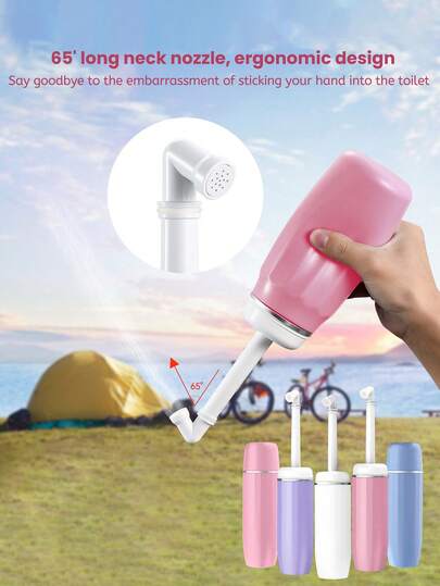 1个便携式产后及会阴护理瓶，一款便携式马桶，非常适合个人卫生清洁和旅行。它采用防漏设计，方便使用，并配有可拆卸储水箱。此外，还包含用于擦拭的长柄可折叠加长型臀部清洁器/沐浴刷工具，以及带挂钩的便携式冲洗瓶套装，适用于浴室个人护理。