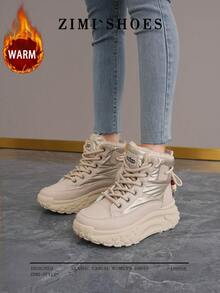 1 Pair High Quality Women's Winter Multifunctional Fashion Casual Thermal Lined Thick Sole High-Top Snow Boots, Outdoor Sports Casual Shoes For Daily Wear