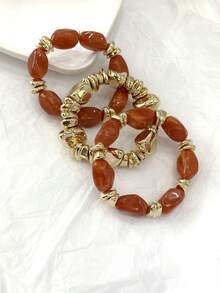 LADYCOCO 3 件复古厚多层多色亚克力串珠手链，可变形金片手链，适合女士、情侣、派对、日常佩戴 - 多色19 - 查看 6