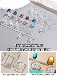 一套椭圆形/长方形亚克力透明美甲练习架，非磁性指甲支架，适合初学者，可用于猫眼凝胶美甲，配有美甲粘土套装、美甲展示工具、DIY美甲沙龙用品