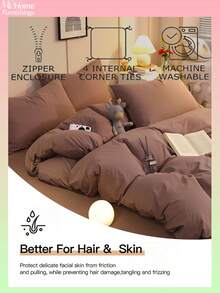 Juego de ropa de cama de 3 piezas en color café - 1 funda nórdica y 2 fundas de almohada, textil para el hogar suave y cómodo, disponible en varios colores, adecuado para dormitorios, decoración del hogar simple y de moda, juego de ropa de cama suave y acogedor para el dormitorio, lavable a máquina, sin relleno