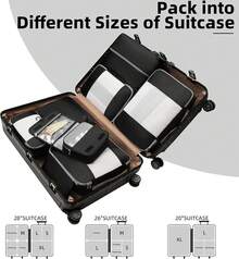 6/8/10 Set Packing Cubes For Travel Luggage Organizer - 08-black - View 4