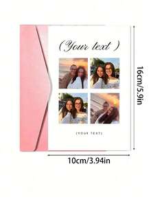 1pc Personalized Greeting Card, Customizable With Couple Photos, Creative Couple Design, Suitable For Birthday, Anniversary, Graduation, Wedding, School Opening, Back To School, Custom Gift For Him/Her, Family, Friends, Thoughtful Gift - Multicolor - View 3