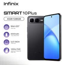 Infinix SMART 10 Plus 4GB+128GB 6.67英寸 120Hz 18W 快速充电 6000mAh 大容量电池 - 黑色 - 查看 10