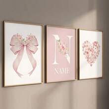 3幅可定制姓名帆布海报，小女孩芭蕾，粉色天鹅，粉色小象睡在月亮上，美丽的女孩卧室装饰，舞蹈艺术，粉色女孩房装饰，客厅卧室墙面装饰，完美礼物，无框生日/毕业礼物 - 彩色 - 查看 25