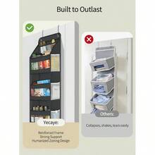 5 Tier 1Pc Over Door Organizer, Swing - Proof Door Organizer Hanging With PVC, Behind Door Storage Bedroom Nursery Closet Laundry Pantry Bathroom, - Black + 1 Pack - View 5