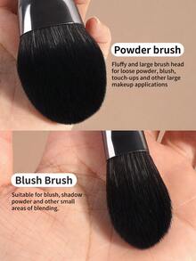 MAANGE 1支/2支装专业散粉刷，大号柔软浓密毛腮红刷，晕染化妆刷，美容礼品，粉底刷，遮瑕刷，腮红刷，修容刷，古铜粉刷，散粉刷，粉底刷，腮红刷 - 黑色 - 查看 12