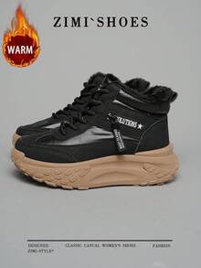 1 Pair High Quality Women's Winter Multifunctional Fashion Casual Thermal Lined Thick Sole High-Top Snow Boots, Outdoor Sports Casual Shoes For Daily Wear