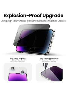 2pcs Anti-Spy Tempered Glass Screen Protector, Prevents Peeping And Protects Personal Privacy And Security On Public Devices, Compatible With IPhone 17/17 Air/17 Pro/17 Pro Max/16/16 Plus/16 Pro/16 Pro Max/15/15 Pro/15 Plus/15 Pro Max - Black - View 6