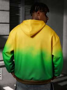 Men's Loose Raglan Ombre Hoodie Sweatshirt