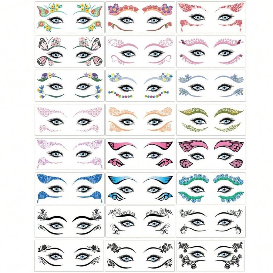 Women Girls Eyeliner Stickers Tattoo Makeup For Halloween Christmas Birthday Masquerade Party - mặc định - Xem 1
