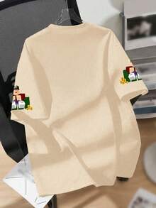 1PC Boys Fun Game Print Short Sleeve T - Shirt, Soft Skin - Friendly, Summer Fashion Outfit - Apricot - View 2