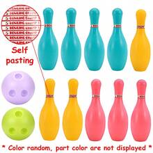 1Set Indoor Bowling Game 10pcs 11.5cm Sticks With 2pcs 6cm Ball Funny Floor Ball Games Party Interactive Sports Games - Multicolor - View 6