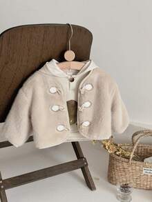 6个月至3岁女婴冬季人造毛皮保暖长袖外套 - 卡其色 - 查看 6