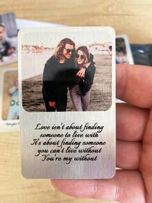 1pc Personalized Metal Wallet Card With Picture And Text, Custom Photo Text Engraved Wallet Insert For Husband Dad Men Gift Your Loved Ones A Personalized Metal Wallet Card That Holds A Special Photo And Heartfelt Message. - Multicolor - View 6