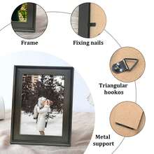 1pc Vintage Minimalist Photo Frame, Deep Walnut Color Frame Body, Wall Decor Or Desktop Display, Lightweight, Can Display Travel, Landscape, Animal, Friends & Family Photos, Suitable For Entryway, Living Room, Hallway, Bedroom