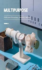 Ausalivan Bracelet Holder Stand,Bracelet Organizer Display For Selling,Bangle Organizer For Women,Watch Storage Holder For Men,Jewelry Business Supplies (Beige + Metal Lid) - 白色 - 查看 3