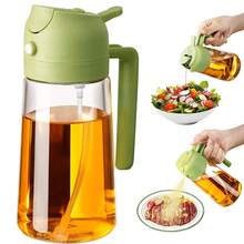 1 Peça Frasco Borrifador/Gotejador de Vidro 2 em 1 de 16 Oz/470 ml, Borrifador de Azeite, Acessório de Cozinha, Adequado para Cozinhar, Airfryer, Fritar, Grelhar, Salada, Dispensador de Óleo de Cozinha de Função Dupla, Borrifador Premium com Controle de Porção