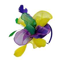 1件套精美头饰，茶会帽，饰有丝带、羽毛和发夹，适合女孩和女士，婚礼用品，发饰，迷你帽子，德比帽，礼物，晚宴 - 彩色 - 查看 14