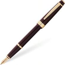 Bailey Light Polished Burgundy Resin And Gold Tone Medium Point Fountain Pen