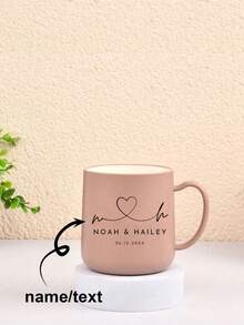 1pc Personalized Coffee Mug, Customized Name Ceramic Cup, 380ml/12oz Plastic Tumbler, Personalized Anniversary Gift, Suitable For Family, Women, Men, Holiday Gift, Mildew Resistant, Reusable, Elegant, Cute, Modern, Minimalist Design - Multicolor - View 2