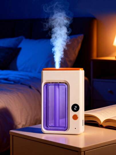 1 Set Automatic Essential Oil Diffuser + Multi-Flavor Oil Combo, Wall-Mountable (Wall Sticker Included) Or Tabletop, Ultrasonic Mist Deodorizer, Digital Display, 5 Mist Modes Adjustable, ABS Material, Rechargeable Battery, USB Charging, Suitable For Car, Office, Bathroom, Bedroom, Pet Room, 5 Fragrance Oils Included (1 Diffuser Stick Per Bottle)