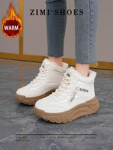 1 Pair High Quality Women's Winter Multifunctional Fashion Casual Thermal Lined Thick Sole High-Top Snow Boots, Outdoor Sports Casual Shoes For Daily Wear