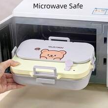 1 cái/1 bộ 1500ml 4/5 ngăn đựng cơm bằng thép không gỉ 304 có họa tiết chuột lang nước dễ thương, hộp cơm Bento dung tích lớn di động kèm bộ đồ ăn & bát đựng súp, hộp đựng cơm giữ nhiệt, hộp đựng thực phẩm salad trái cây chống rò rỉ, dùng được trong máy rửa chén & lò vi sóng, thích hợp cho học sinh và người lớn sử dụng tại nhà, trường học, văn phòng, cắm trại ngoài trời, dã ngoại, du lịch, trở lại trường học - Nhiều màu - Xem 8