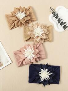 1pc Autumn/Winter New 3D White Flower Bud Baby Headband, Soft Comfortable Jacquard Nylon Infant Headwear, Creative Baby Hair Accessory