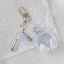 1pc New Music Headphone Keychain, Unisex, Creative Mini Guitar Note Heart Decor Accessory, Phone Strap, Backpack Hanging Ornament, Music Lover Gift Christmas Bag Charms Car Accessories Teacher Friend Sister Gift Ideas