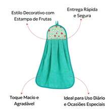 Kit Of 3 Colorful Hand Towels With Fruit Print For Hanging Kitchen Bathroom Decorative Soft - Multicolor - View 6