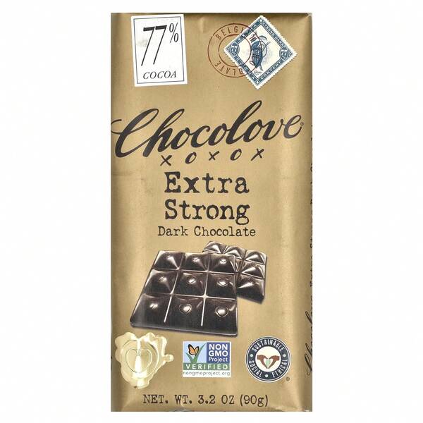 Chocolove Extra Strong Dark Chocolate, 77% Cocoa, 3.2 Oz (90 G)