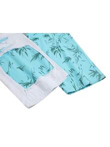 MICKASON Men's Ripped Relaxed Straight-Leg Regular Fit Distressed Jeans. Streetwear-Inspired Aesthetic, Vintage Charm, Nostalgic Vibe, Relaxed Fit. Two-Tone Patchwork Design Blends White And Light Green, Accented With Bamboo Leaf Print-Perfect For All Seasons. Effortlessly Transitions From Evening Dates And Business Meetings To Holiday Parties And Outdoor Adventures. - 白綠色 - 查看 6