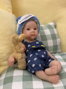 1 Stück lebensechte Mini Silikon Reborn Puppen 6 Zoll weiche Handfläche Mädchen und Junge mit offenen Augen Neugeborene mit bemalten Details, ideales sammelwürdiges Kunstspielzeug als Geschenk zu Feiertagen/Geburtstag/Weihnachten für Mädchen - Wiedergeborene Puppe - Übersicht 7