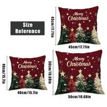 MEMNUN 2 件圣诞红色背景圣诞树和圣诞快乐文字印花涤纶枕套 [无枕芯]，17.7 * 17.7 英寸 (45 * 45 厘米)/19.69 * 19.69 英寸 (50 * 50 厘米)/15.75 * 15.75 英寸 (40 * 40 厘米)，[单面印刷] Tis The Season 圣诞装饰抱枕套，圣诞装饰，房间装饰，家居装饰，卧室装饰，沙发、床、客厅、卧室、汽车、办公室、酒店的房间装饰用品，适合所有季节，送给家人和朋友的完美礼物 - 彩色 - 查看 4