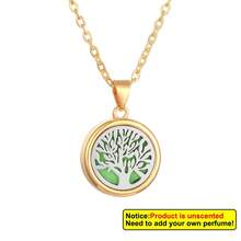 Aromatherapy Essential Oil Diffuser Necklace Tree Of Life Pattern Stainless Steel Locket Pendant Gift For Women And Girls - Gold - View 14