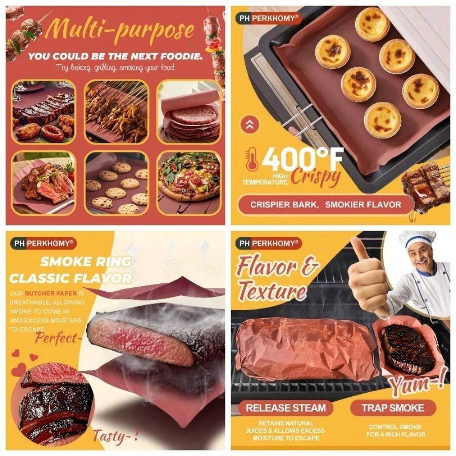 - Rollo de papel de carnicero rosa de 15x 720 pulgadas 60 pies para ahumador, barbacoa, ahumar, carne, sin blanquear, sin recubrir, rosa, 15x 60 pies - rosa + 15" x 30' - Ver 1