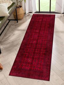 1 件复古宫廷风格地毯，波西米亚几何图案涤纶矩形印花地毯，易于清洁和机洗，适用于走廊、楼梯、入口、卧室、家居装饰 - 彩色 - 查看 12