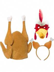 1 Stück - Thanksgiving europäischer und amerikanischer Karneval Hühnerbein Hut Truthahn Hut Erwachsenen Hut, Stirnband, Weihnachtsparty Verkleidung Geschenk