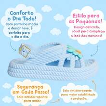 Kit Of 2 Pairs Of Girls' Daisy Sandals, Lightweight And Comfortable, Braided School Shoes - 藍色+焦糖色 - 查看 6