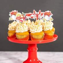 DCheereveal 24Pcs Watercolor Crawfish Cupcake Toppers Lobster Shaped Cake Decorations Ocean Sea Animals Theme Birthday Baby Shower Party Plies - As Pic - View 3