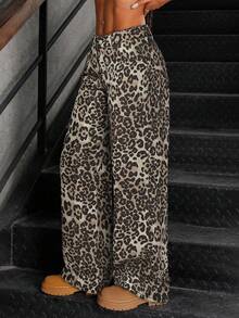 复古街头风格豹纹女式休闲裤，适合所有季节节日、音乐会、派对、约会、旅行 - 豹紋202 - 查看 7