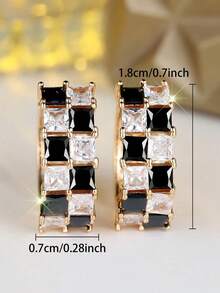 1 Pair Of Fashionable Black And White Checkered Round Earrings, Suitable For Teenagers, Daily Charming Jewelry Gifts - Nhiều màu - Xem 5