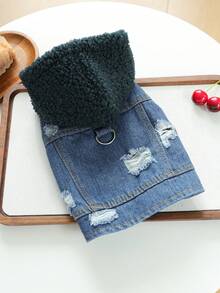 PETCIRCLE 1件宠物衣服，狗狗/猫咪套装，小型犬/幼犬可爱舒适抓绒连帽外套 - 绿色 - 彩色 - 查看 4