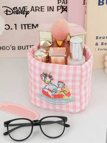 Disney 1个装大容量化妆篮，绣有米妮米奇图案，桌面收纳篮，办公杂物收纳篮，桌面收纳篮，化妆品收纳篮，护肤品收纳篮，婚礼伴娘礼物，妈妈礼物，生日礼物，送给朋友和老师的礼物，家居装饰，浴室客厅卧室装饰。