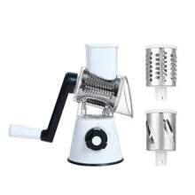 3-In-1 Rotary Cheese Grater & Vegetable Slicer, Mandolin Slicer With Detachable Blades, Built-In Storage Box, Waffle Cutter With Comfort Handle, Strong Suction Base & Nut Chopper, All-In-One Multifunctional Kitchen Gadget - White - View 10