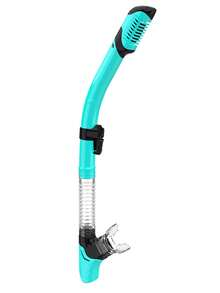 带排气阀的干式呼吸管 - 成人呼吸管装备，配有舒适的硅胶咬嘴和快速释放夹 - 水肺潜水、浮潜、自由潜水、鱼叉捕鱼、游泳